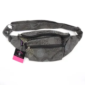 Crossbodybag Gassi-Tasche Stoff mit Blumen Grau NJ-Torino 25