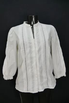 Gr.44 Trachtenbluse weiß Bluse für Dirndl Altenerdinger Spitze Lochmuster TB9921