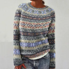 Heidi-Mode | Vintage Stil Geometrisches Muster Shirt