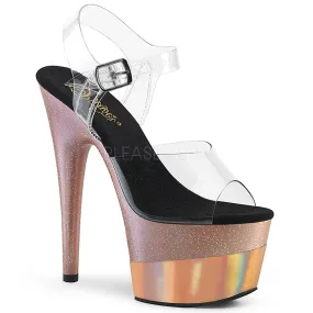 Plateau High Heels ADORE-708 rose gold Glitter Hologram