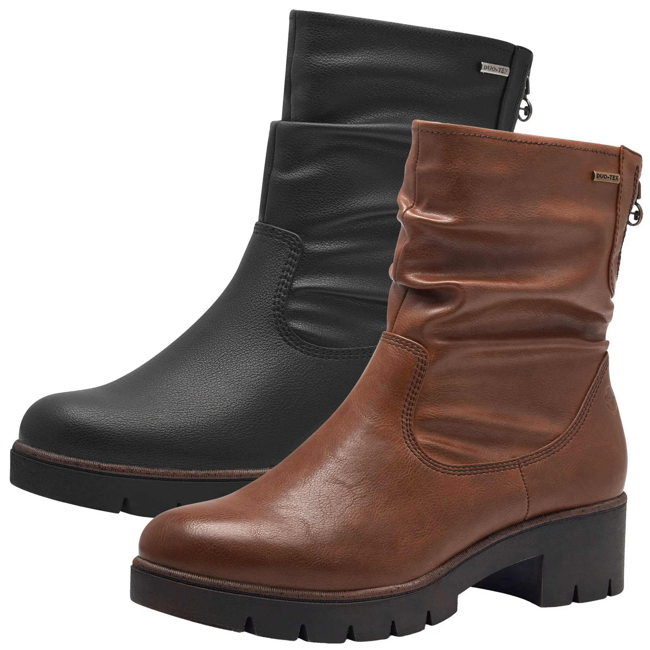 Tamaris Damen Stiefelette Warmfutter Reißverschluss Raffung Blockabsatz